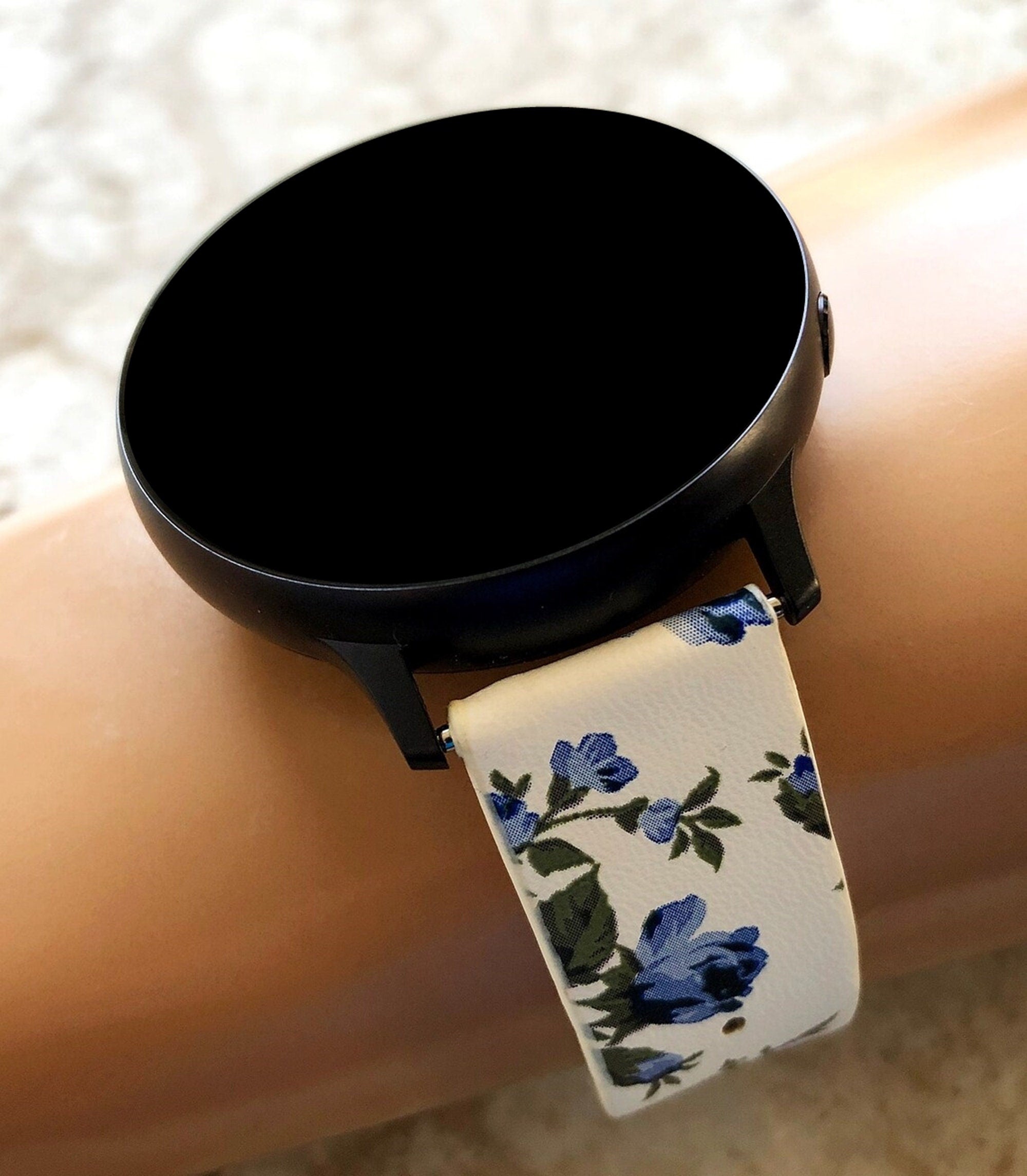 Google Pixel Watch 3 2 1 41mm Band Blue Floral Roses FL-2 Leather Bracelet Wristband Strap Flowers Fashion Accessory Tech Jewelry B18A20